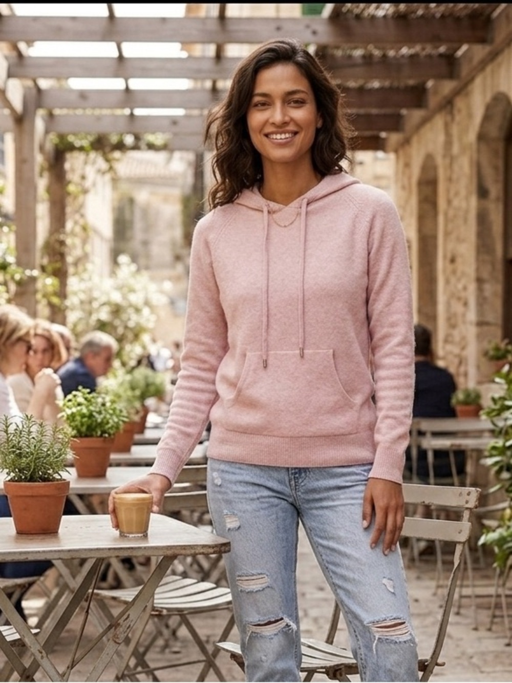 S. Christina 100% Cashmere Hoodie - Soft Pink NWT